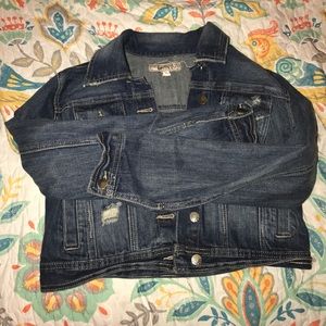 Distressed Dark Blue Jean Denim Jacket